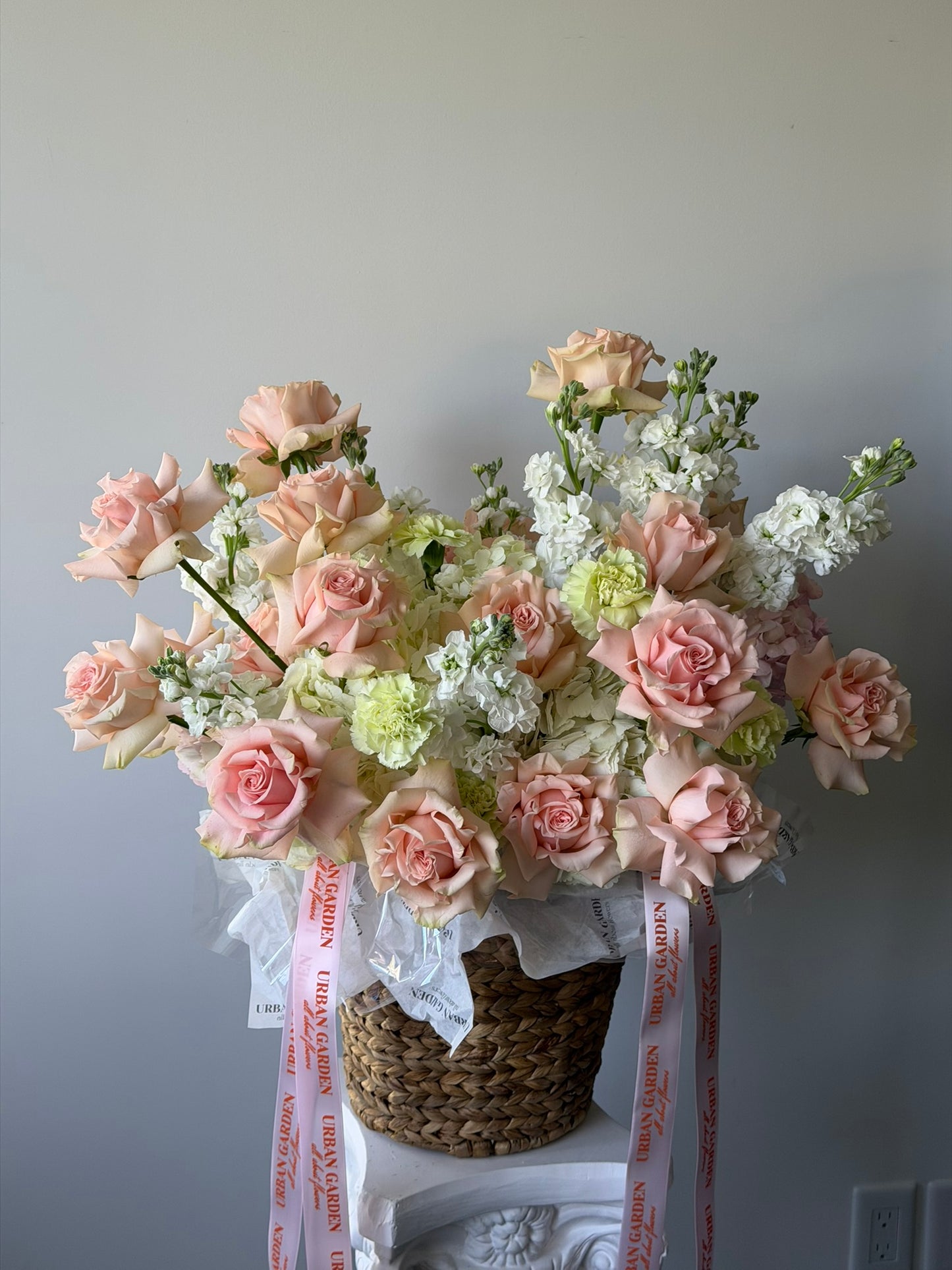Blush Garden Basket Arrangement