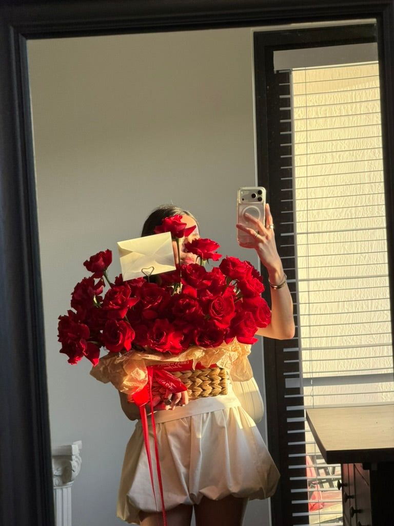 Basket of red roses