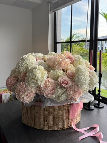 Luxury Basket with Hydrangeas & Roses