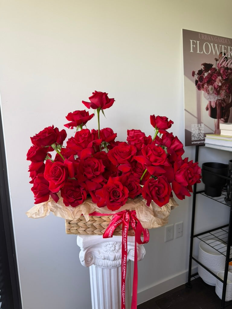 Basket of red roses