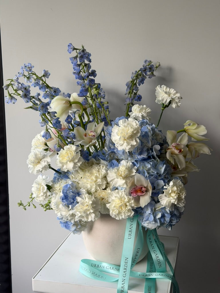 Blue Hydrangea & Orchid Luxury Arrangement