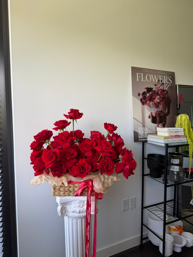 Basket of red roses