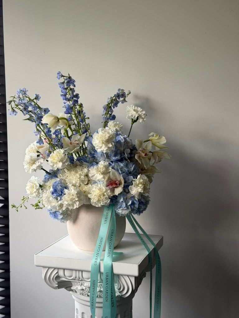Blue Hydrangea & Orchid Luxury Arrangement