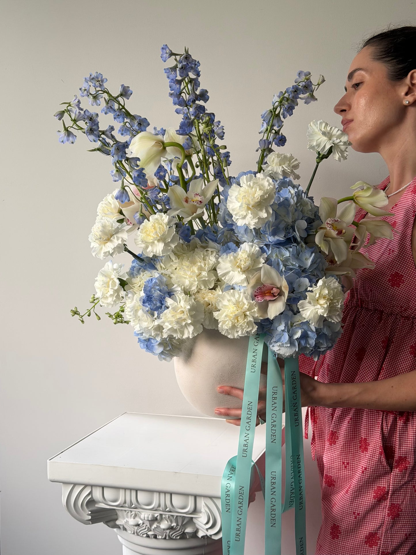 Blue Hydrangea & Orchid Luxury Arrangement