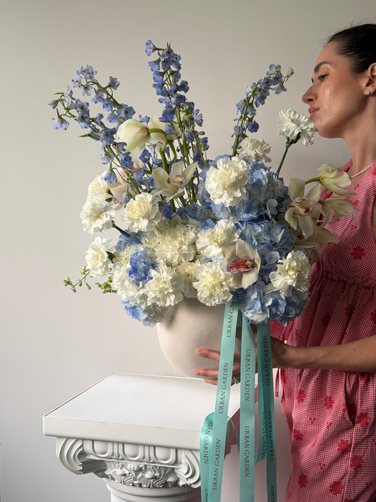 Blue Hydrangea & Orchid Luxury Arrangement